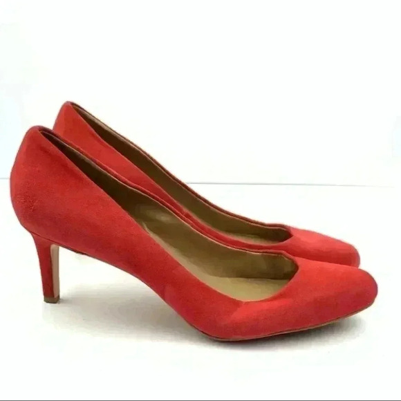 Ann Taylor heels size 9 coral suede almond toe - Picture 2 of 12